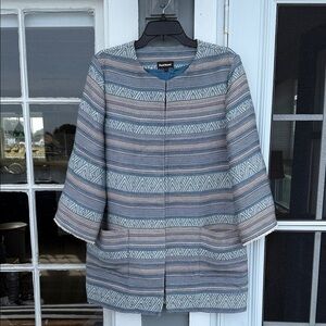 Paul Stuart - Made in Italy Striped Long Jacket with Pockets - size L